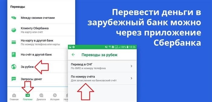 Перевести деньги в зарубежный банк можно через приложение Сбербанка